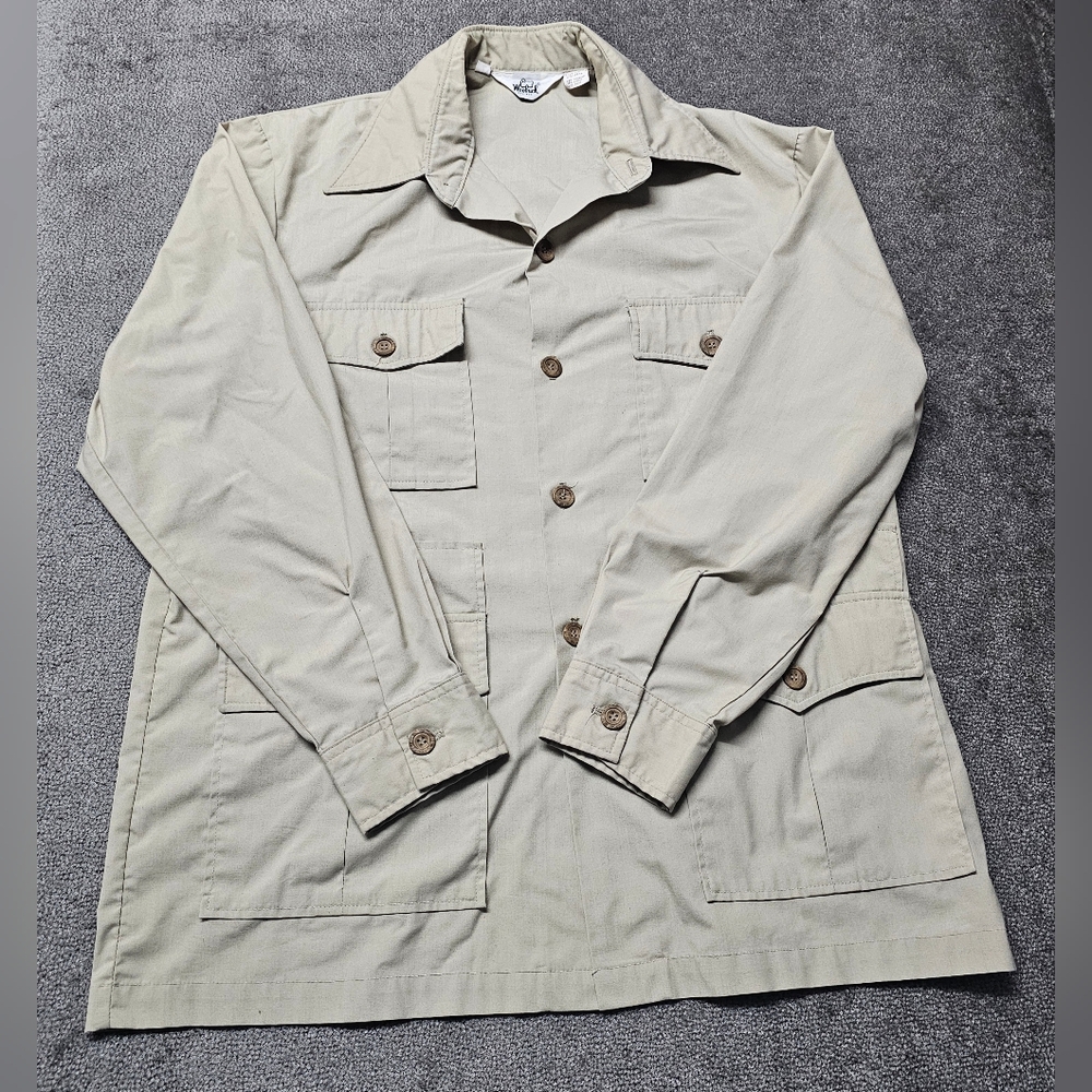 Woolrich Jacket Men Size Large Light Tan Khaki Field Safari Vintage 70s